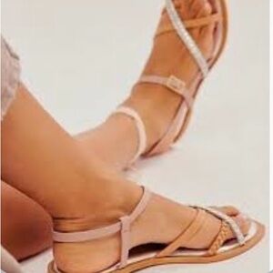 Free People Metallic Silver and Tan Sandals size 10 and 11